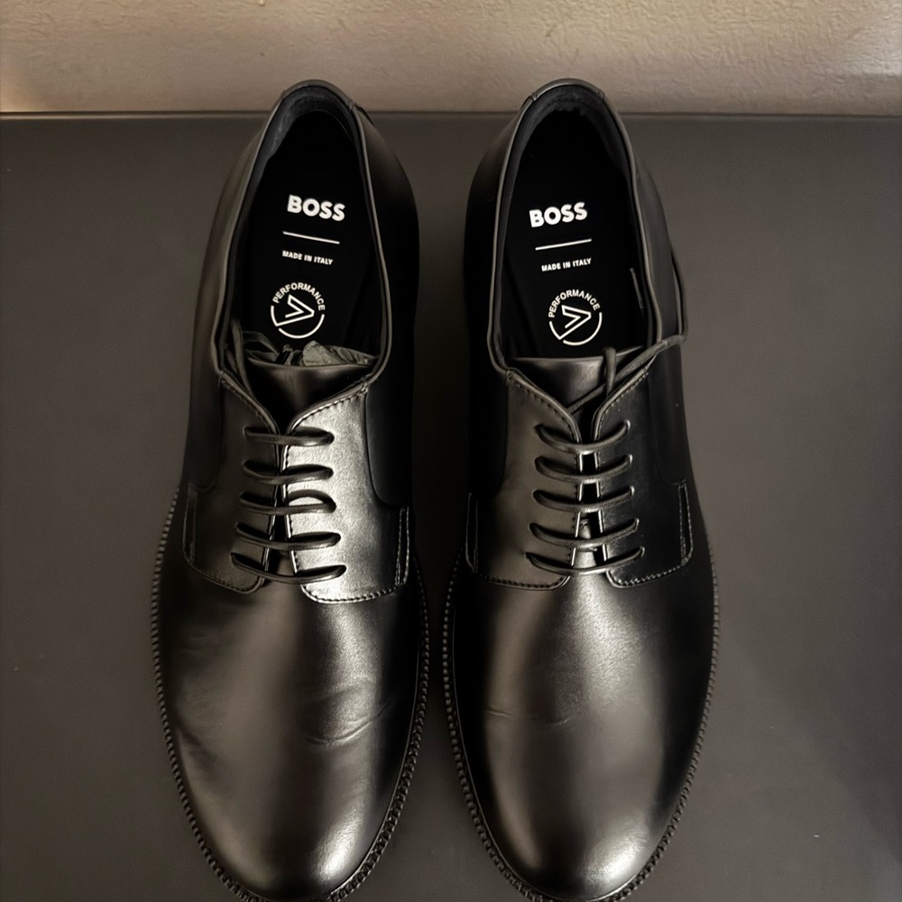 Boss Black Leather Oxford Shoes Classic Formal Design